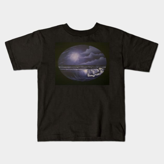 Violet Seascape Oval Kids T-Shirt by J&S mason